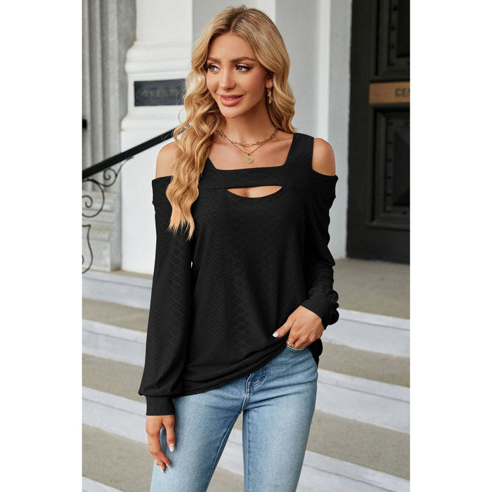 Cold Shoulder Square Neck Cutout Blouse