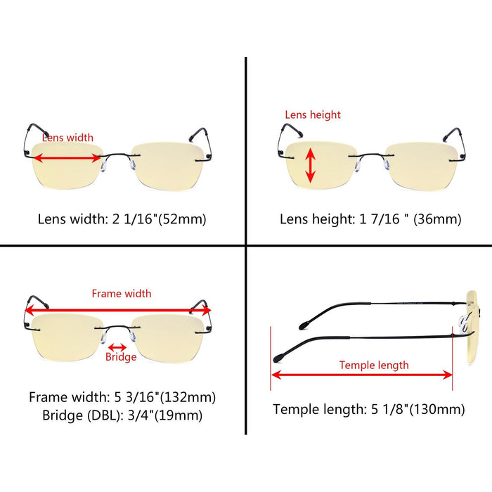 Eyekeeper - 7 Pack Rimless Blue Light Blocking Reading Glasses Tmwk9906B