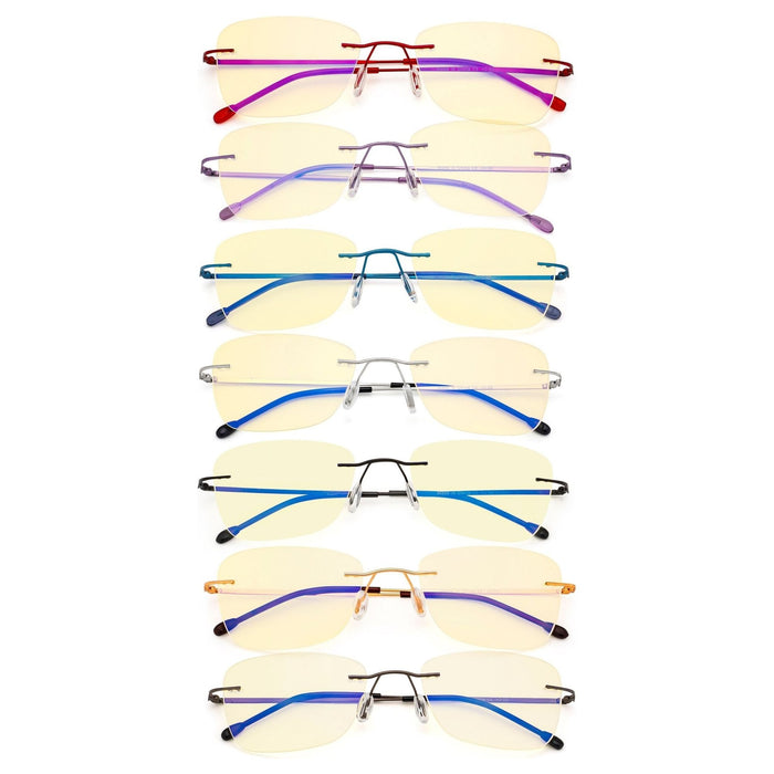 Eyekeeper - 7 Pack Rimless Blue Light Blocking Reading Glasses Tmwk9906B