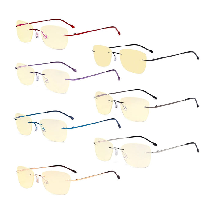 Eyekeeper - 7 Pack Rimless Blue Light Blocking Reading Glasses Tmwk9906B