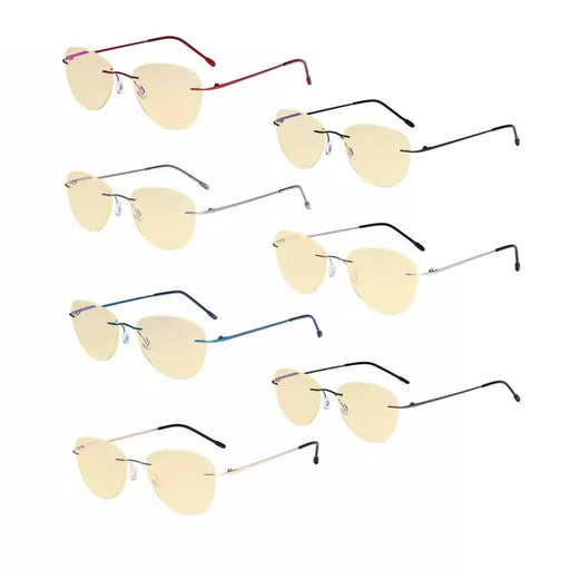 eyekeeper.com 7 Pack Rimless Blue Light Blocking Reading Glasses TMWK9901B Eyeglasses