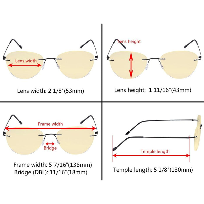 Eyekeeper - 7 Pack Rimless Blue Light Blocking Reading Glasses Tmwk9901B