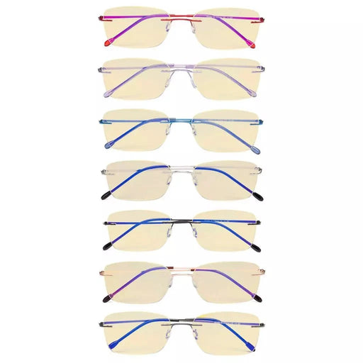 eyekeeper.com 7 Pack Rimless Blue Light Blocking Reading Glasses TMWK9905B Eyeglasses