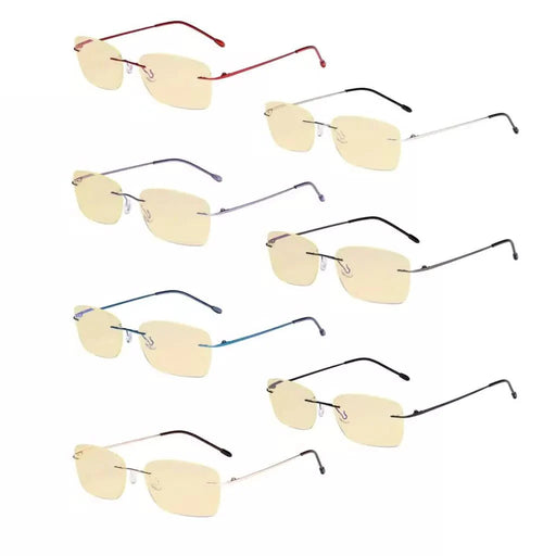eyekeeper.com 7 Pack Rimless Blue Light Blocking Reading Glasses TMWK9905B Eyeglasses