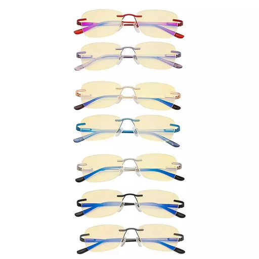 eyekeeper.com 7 Pack Rimless Blue Light Blocking Reading Glasses TMWK9906A Eyeglasses
