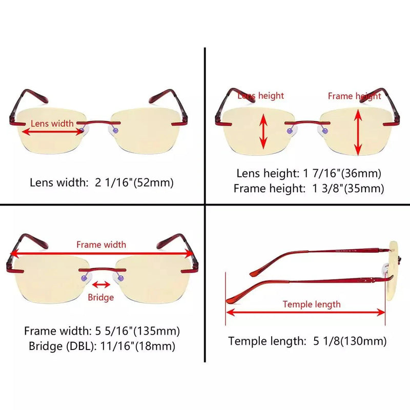 eyekeeper.com 7 Pack Rimless Blue Light Blocking Reading Glasses TMWK9906A Eyeglasses