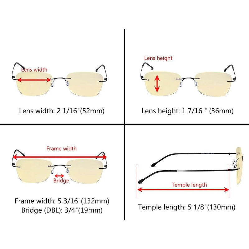 eyekeeper.com 7 Pack Rimless Blue Light Blocking Reading Glasses TMWK9906B Eyeglasses