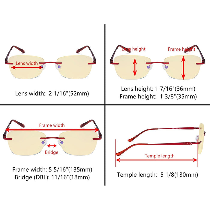 Eyekeeper - 7 Pack Rimless Blue Light Blocking Reading Glasses Tmwk9906A