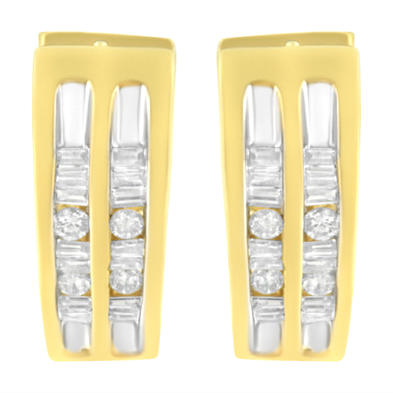 Bids.com 10K Yellow Gold 1/2 cttw Diamond Huggy Heart Hoop Earrings (I-J Clarity, I2-I3 Color) Earrings