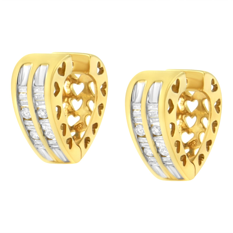 Bids.com 10K Yellow Gold 1/2 cttw Diamond Huggy Heart Hoop Earrings (I-J Clarity, I2-I3 Color) Earrings