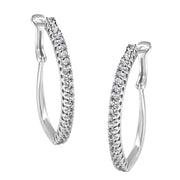Bids.com 10KT White Gold 1 cttw Diamond Hoop Earrings (I-J Clarity, I2-I3 Color) Earrings