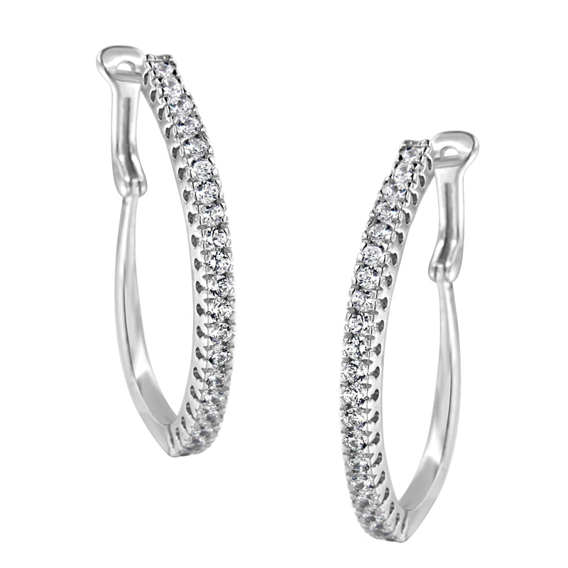 Bids.com 10KT White Gold 1 cttw Diamond Hoop Earrings (I-J Clarity, I2-I3 Color) Earrings