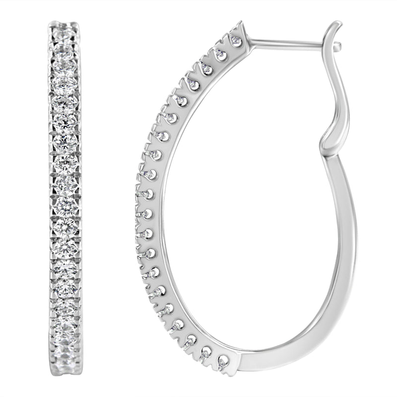 Bids.com 10KT White Gold 1 cttw Diamond Hoop Earrings (I-J Clarity, I2-I3 Color) Earrings