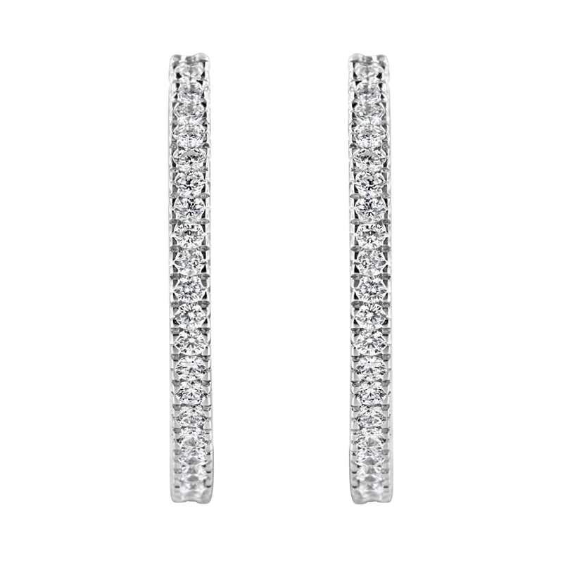 Bids.com 10KT White Gold 1 cttw Diamond Hoop Earrings (I-J Clarity, I2-I3 Color) Earrings