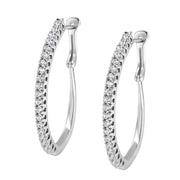 Bids.com 10KT White Gold 1 cttw Diamond Hoop Earrings (I-J Clarity, I2-I3 Color) Earrings