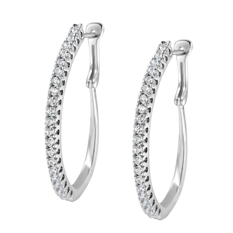 Bids.com 10KT White Gold 1 cttw Diamond Hoop Earrings (I-J Clarity, I2-I3 Color) Earrings