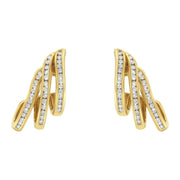 Bids.com 10K Yellow Gold 1.0 Cttw Round Brilliant Cut Diamond Spiral Multi Row Channel Set Open Hoop Pushback Stud Earrings (H-I Color, I1-I2 Clarity) Earrings