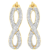 Bids.com 10K Yellow and White Gold 1/4 cttw Diamond Double Infinity Hoop Earrings (I-J Clarity, I1-I2 Color) Earrings