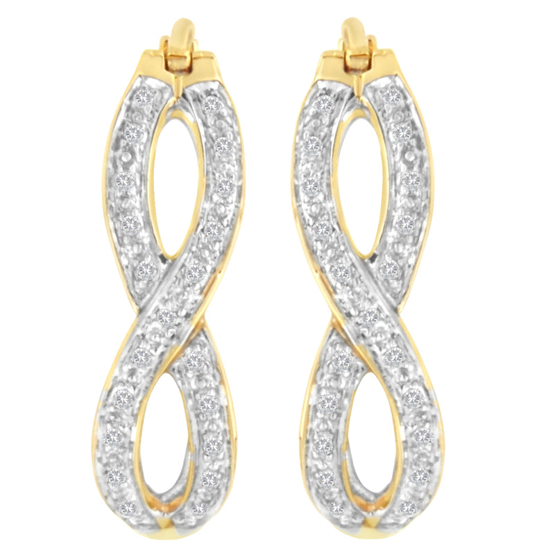 Bids.com 10K Yellow and White Gold 1/4 cttw Diamond Double Infinity Hoop Earrings (I-J Clarity, I1-I2 Color) Earrings