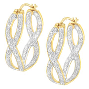Bids.com 10K Yellow and White Gold 1/4 cttw Diamond Double Infinity Hoop Earrings (I-J Clarity, I1-I2 Color) Earrings
