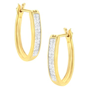 Bids.com 10K Yellow Gold 1/2 Cttw Invisible Set Princess-cut Diamond Hoop Earrings (H-I Color, SI2-I1 Clarity) Earrings