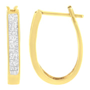 Bids.com 10K Yellow Gold 1/2 Cttw Invisible Set Princess-cut Diamond Hoop Earrings (H-I Color, SI2-I1 Clarity) Earrings
