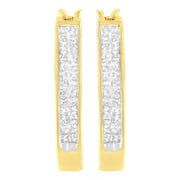 Bids.com 10K Yellow Gold 1/2 Cttw Invisible Set Princess-cut Diamond Hoop Earrings (H-I Color, SI2-I1 Clarity) Earrings