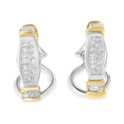 Bids.com 14K Two-Toned Gold Round and Princess Cut Diamond Earrings (0.5 cttw, H-I Color, SI2-I1 Clarity) Earrings