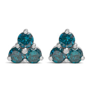 Bids.com 14KT White Gold Treated Blue Diamond Trio Stud Earrings (1 1/3 cttw, Blue) Earrings