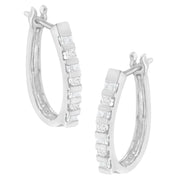 Bids.com 10K Yellow Gold Round and Baguette Cut Diamond Oblong Hinged Leverback Hoop Earrings (Â¼ Cttw, I-J Color, I2-I3 Clarity) Earrings