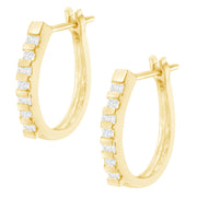 Bids.com 10K Yellow Gold Round and Baguette Cut Diamond Oblong Hinged Leverback Hoop Earrings (Â¼ Cttw, I-J Color, I2-I3 Clarity) Earrings
