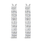 Bids.com 10K White Gold 1.0 Cttw Alternating  Diamond "U" Hoop Earrings (I-J Color, I2-I3 Clarity) Earrings