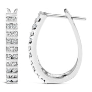 Bids.com 10K White Gold 1.0 Cttw Alternating  Diamond "U" Hoop Earrings (I-J Color, I2-I3 Clarity) Earrings