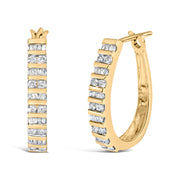 Bids.com 10K White Gold 1.0 Cttw Alternating  Diamond "U" Hoop Earrings (I-J Color, I2-I3 Clarity) Earrings