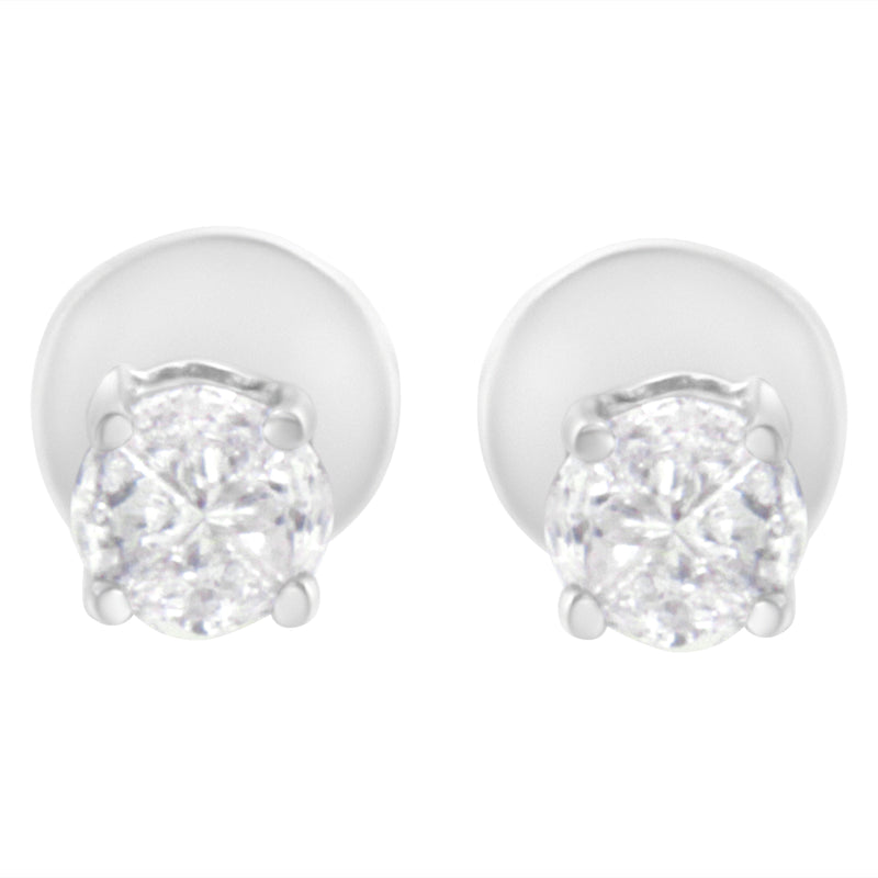 Bids.com 14K White Gold 1/2 Cttw Pie-Cut Diamond Solitaire Stud Earrings (H-I Color, SI1-SI2 Clarity) Earrings