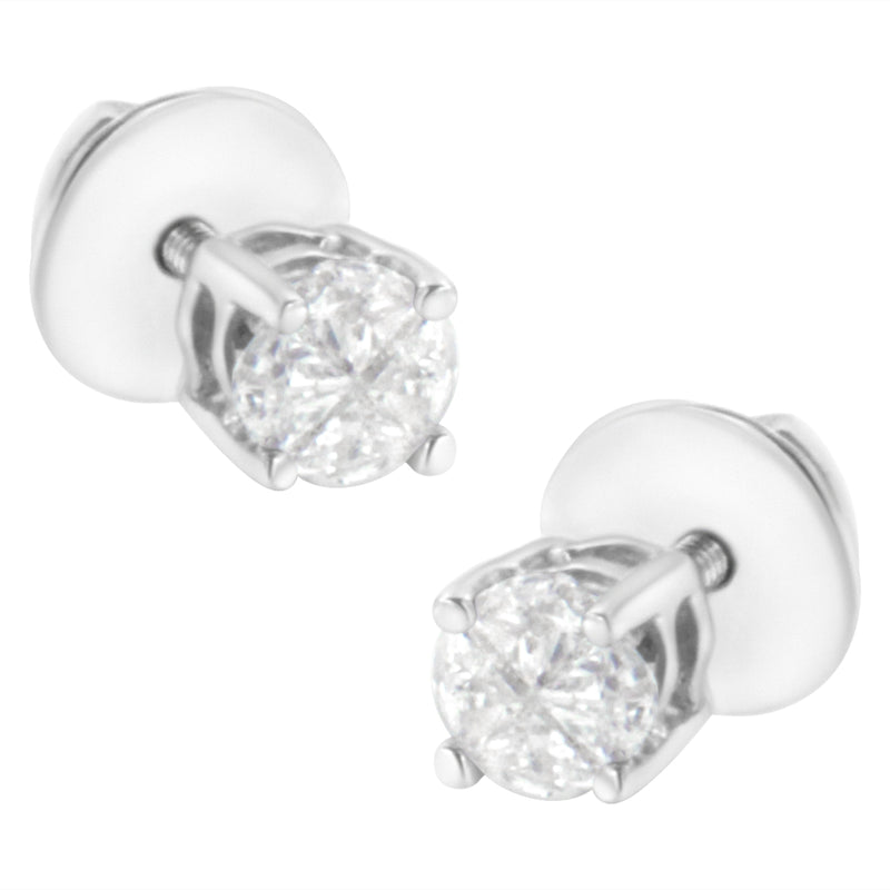 Bids.com 14K White Gold 1/2 Cttw Pie-Cut Diamond Solitaire Stud Earrings (H-I Color, SI1-SI2 Clarity) Earrings