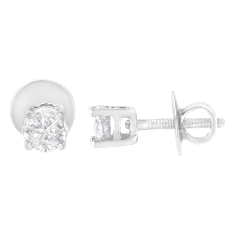 Bids.com 14K White Gold 1/2 Cttw Pie-Cut Diamond Solitaire Stud Earrings (H-I Color, SI1-SI2 Clarity) Earrings