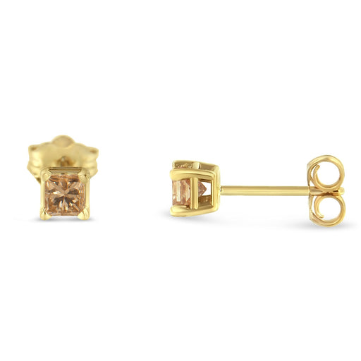 Bids.com IGI Certified 3/8 Cttw Princess-Cut Square Diamond 4-Prong Solitaire Stud Earrings in 14K Yellow Gold (L-M Color, I1-I2 Clarity) Earrings