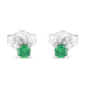 Bids.com .925 Sterling Silver 1/4 Cttw Round Brilliant-Cut Green Diamond Classic 4-Prong Stud Earrings (Fancy Color-Enhanced, I2-I3 Clarity) Earrings