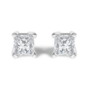 Bids.com .925 Sterling Silver 1/4 Cttw Princess-Cut Diamond Solitaire Stud Earrings (H-I Color, I1-I2 Clarity) Earrings