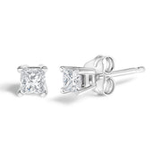 Bids.com .925 Sterling Silver 1/4 Cttw Princess-Cut Diamond Solitaire Stud Earrings (H-I Color, I1-I2 Clarity) Earrings