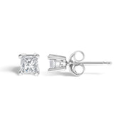 Bids.com .925 Sterling Silver 1/4 Cttw Princess-Cut Diamond Solitaire Stud Earrings (H-I Color, I1-I2 Clarity) Earrings