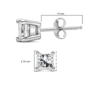 Bids.com .925 Sterling Silver 1/4 Cttw Princess-Cut Diamond Solitaire Stud Earrings (H-I Color, I1-I2 Clarity) Earrings