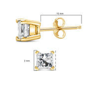 Bids.com IGI Certified 14k Yellow Gold 1/3 Cttw 4-Prong Set Princess-Cut Solitaire Diamond Push Back Stud Earrings (Q-R Color, I1-I2 Clarity) Earrings