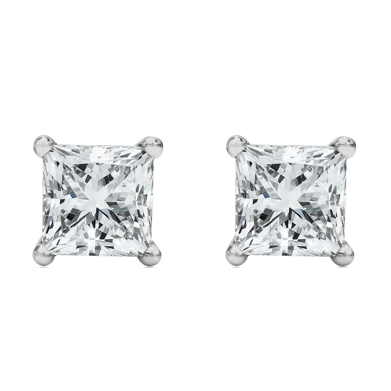 Bids.com 14K White Gold 1/2 Cttw Princess Cut Lab Grown Diamond Solitaire Stud Earrings (F-G Color, VS2-SI1 Clarity) Earrings