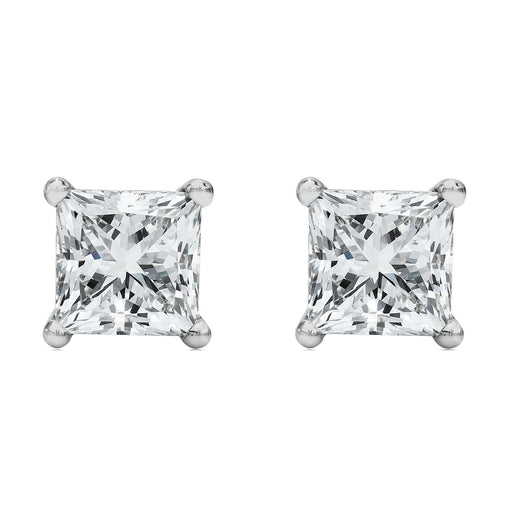 Bids.com 14K White Gold 1/2 Cttw Princess Cut Lab Grown Diamond Solitaire Stud Earrings (F-G Color, VS2-SI1 Clarity) Earrings