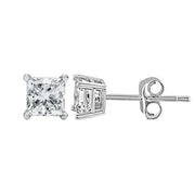 Bids.com 14K White Gold 1/2 Cttw Princess Cut Lab Grown Diamond Solitaire Stud Earrings (F-G Color, VS2-SI1 Clarity) Earrings