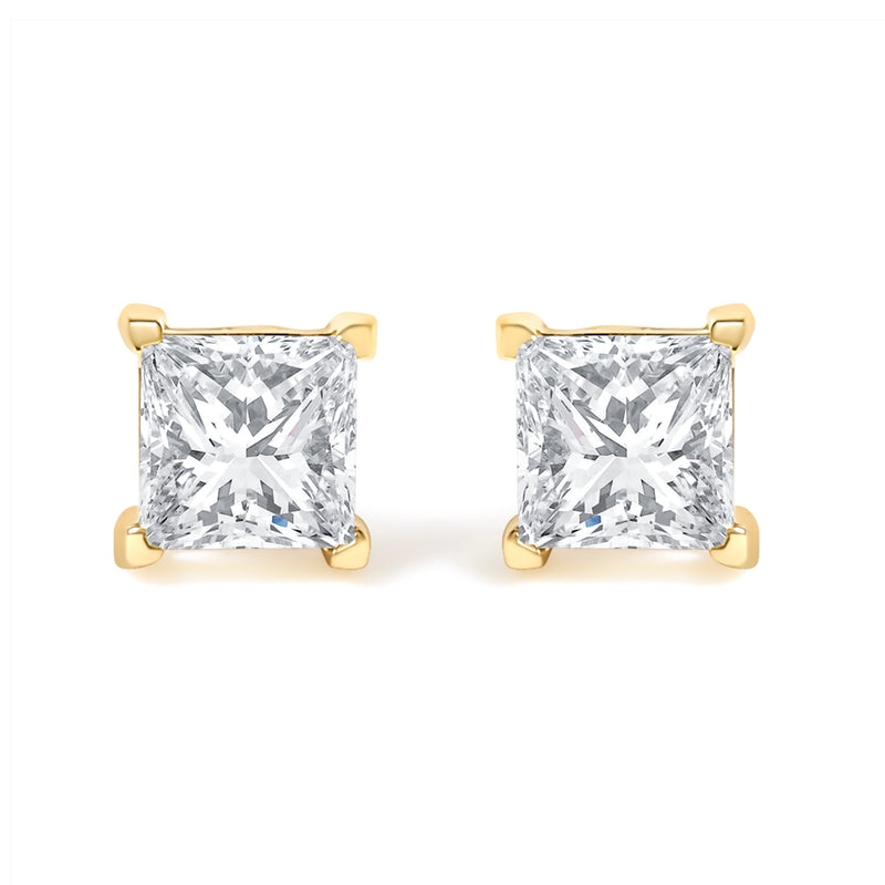 Bids.com IGI Certified 3/8 Cttw Princess-Cut Square Diamond 4-Prong Solitaire Stud Earrings in 14K Yellow Gold (L-M Color, I1-I2 Clarity) Earrings