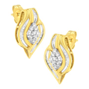 Bids.com 10K Yellow Gold 1/3 cttw Round-Cut Diamond Cluster and Swirl Stud Earrings (J-K Clarity, I2-I3 Color) Earrings