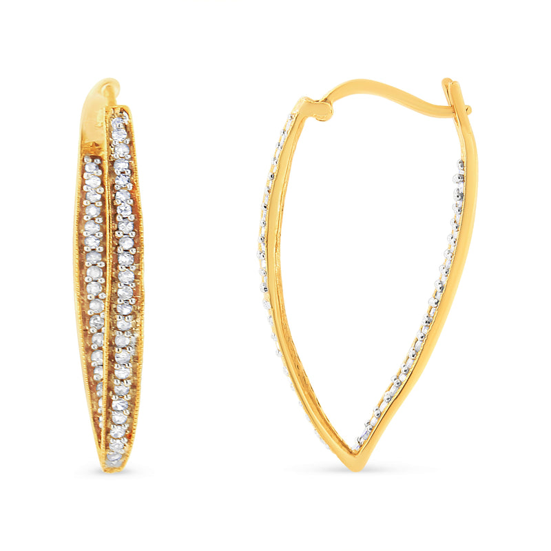 Bids.com 10K Yellow Gold 1/2 Cttw Round-Cut Diamond Modern Hoop Earrings (I-J Color, I2-I3 Clarity) Earrings